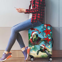Hawaiian Mele Kalikimaka Luggage Cover Tropical Xmas Turtles Red Poinsettia Watercolor LT03 - Polynesian Pride