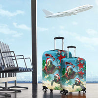 Hawaiian Mele Kalikimaka Luggage Cover Tropical Xmas Turtles Red Poinsettia Watercolor LT03 - Polynesian Pride