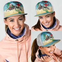 Hawaiian Mele Kalikimaka Mesh Trucker Cap Xmas Turtles and Tropical Plants with Red Poinsettia Watercolor Style LT03 - Polynesian Pride