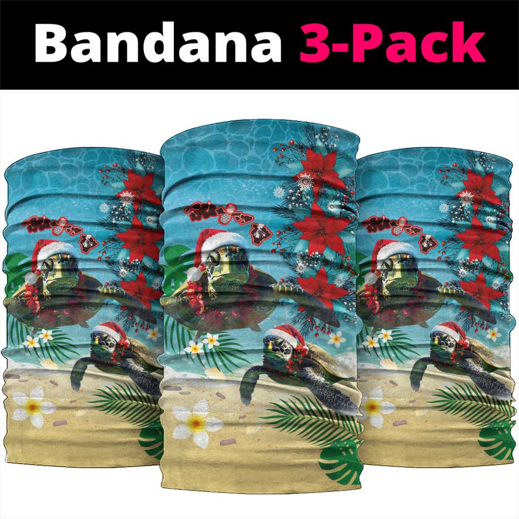 Hawaiian Mele Kalikimaka Neck Gaiter Tropical Xmas Turtles Red Poinsettia Watercolor LT03 package One Size: 25*50cm Multicolor - Polynesian Pride