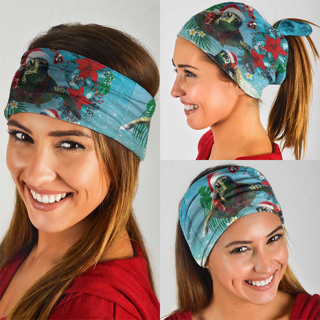 Hawaiian Mele Kalikimaka Neck Gaiter Tropical Xmas Turtles Red Poinsettia Watercolor LT03 - Polynesian Pride
