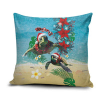 Hawaiian Mele Kalikimaka Pillow Cover Tropical Xmas Turtles Red Poinsettia Watercolor LT03 Multicolor - Polynesian Pride