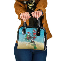 Hawaiian Mele Kalikimaka Shoulder Handbag Tropical Xmas Turtles Red Poinsettia Watercolor LT03 One Size Multicolor - Polynesian Pride
