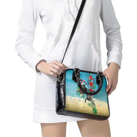 Hawaiian Mele Kalikimaka Shoulder Handbag Tropical Xmas Turtles Red Poinsettia Watercolor LT03 - Polynesian Pride