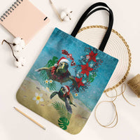 Hawaiian Mele Kalikimaka Tote Bag Tropical Xmas Turtles Red Poinsettia Watercolor LT03 Black Strap One Size Multicolor - Polynesian Pride