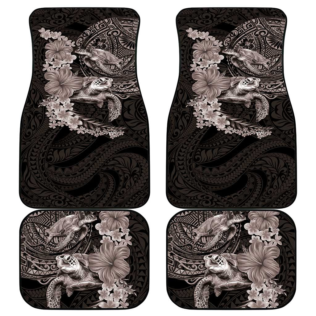 Hawaiian Plumeria and Hibiscus with Turtles Car Mats Polynesian Art Grayscale LT03 - Polynesian Pride