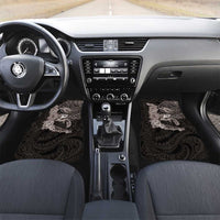 Hawaiian Plumeria and Hibiscus with Turtles Car Mats Polynesian Art Grayscale LT03 Set 2pcs - Front Black - Polynesian Pride