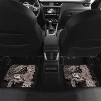 Hawaiian Plumeria and Hibiscus with Turtles Car Mats Polynesian Art Grayscale LT03 Set 2pcs - Back Black - Polynesian Pride
