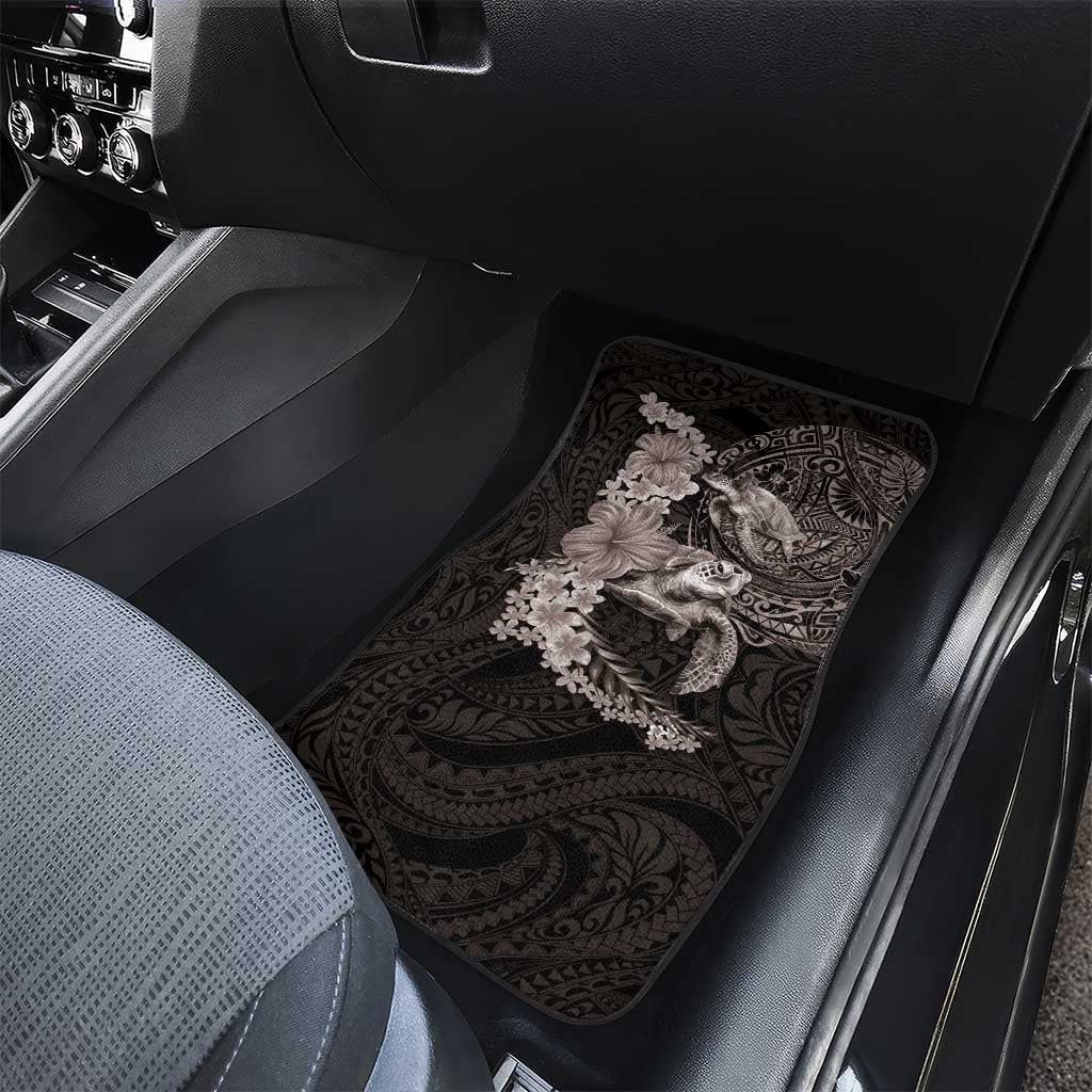 Hawaiian Plumeria and Hibiscus with Turtles Car Mats Polynesian Art Grayscale LT03 - Polynesian Pride