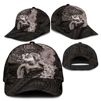 Hawaiian Plumeria and Hibiscus with Turtles Classic Cap Polynesian Art Grayscale LT03 - Polynesian Pride