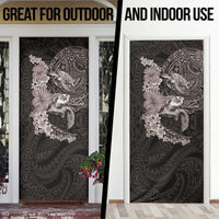 Hawaiian Plumeria and Hibiscus with Turtles Door Cover Polynesian Art Grayscale - Polynesian Pride