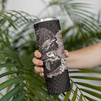 Hawaiian Plumeria and Hibiscus with Turtles Skinny Tumbler Polynesian Art Grayscale LT03 - Polynesian Pride