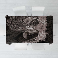 Hawaiian Plumeria and Hibiscus with Turtles Tablecloth Polynesian Art Grayscale LT03 Black - Polynesian Pride