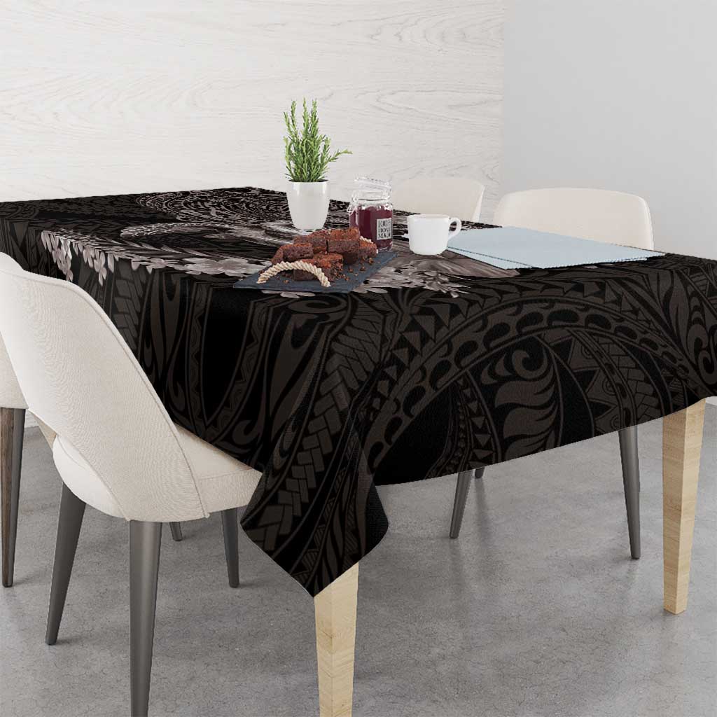 Hawaiian Plumeria and Hibiscus with Turtles Tablecloth Polynesian Art Grayscale LT03 - Polynesian Pride