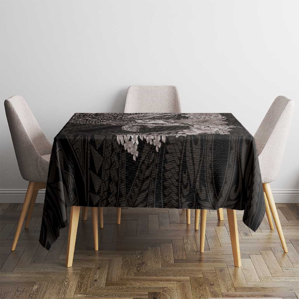 Hawaiian Plumeria and Hibiscus with Turtles Tablecloth Polynesian Art Grayscale LT03 - Polynesian Pride