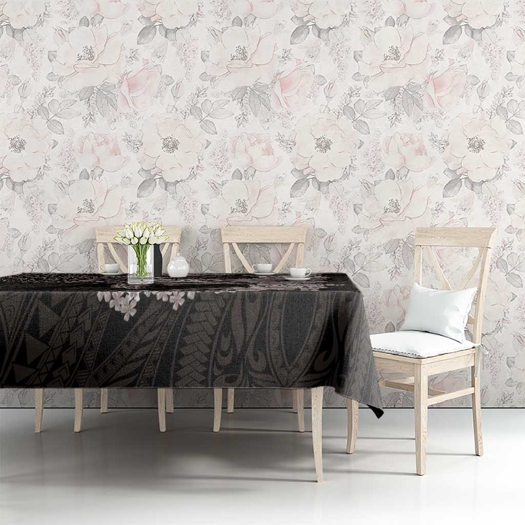 Hawaiian Plumeria and Hibiscus with Turtles Tablecloth Polynesian Art Grayscale LT03 - Polynesian Pride