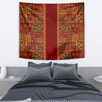 Hawaii Style Hibiscus and Tribal Element Fabric Patchwork Tapestry LT03 - Polynesian Pride