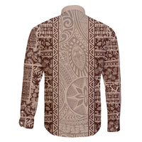 Hawaii Style Hibiscus and Tribal Element Fabric Patchwork Family Matching Off Shoulder Maxi Dress and Hawaiian Shirt Beige Version LT03 - Polynesian Pride