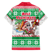 Hawaii Mele Kalikimaka Family Matching Off Shoulder Long Sleeve Dress and Hawaiian Shirt Aloha Santa and Palm Tree Mix Kakau Pattern LT03 - Polynesian Pride