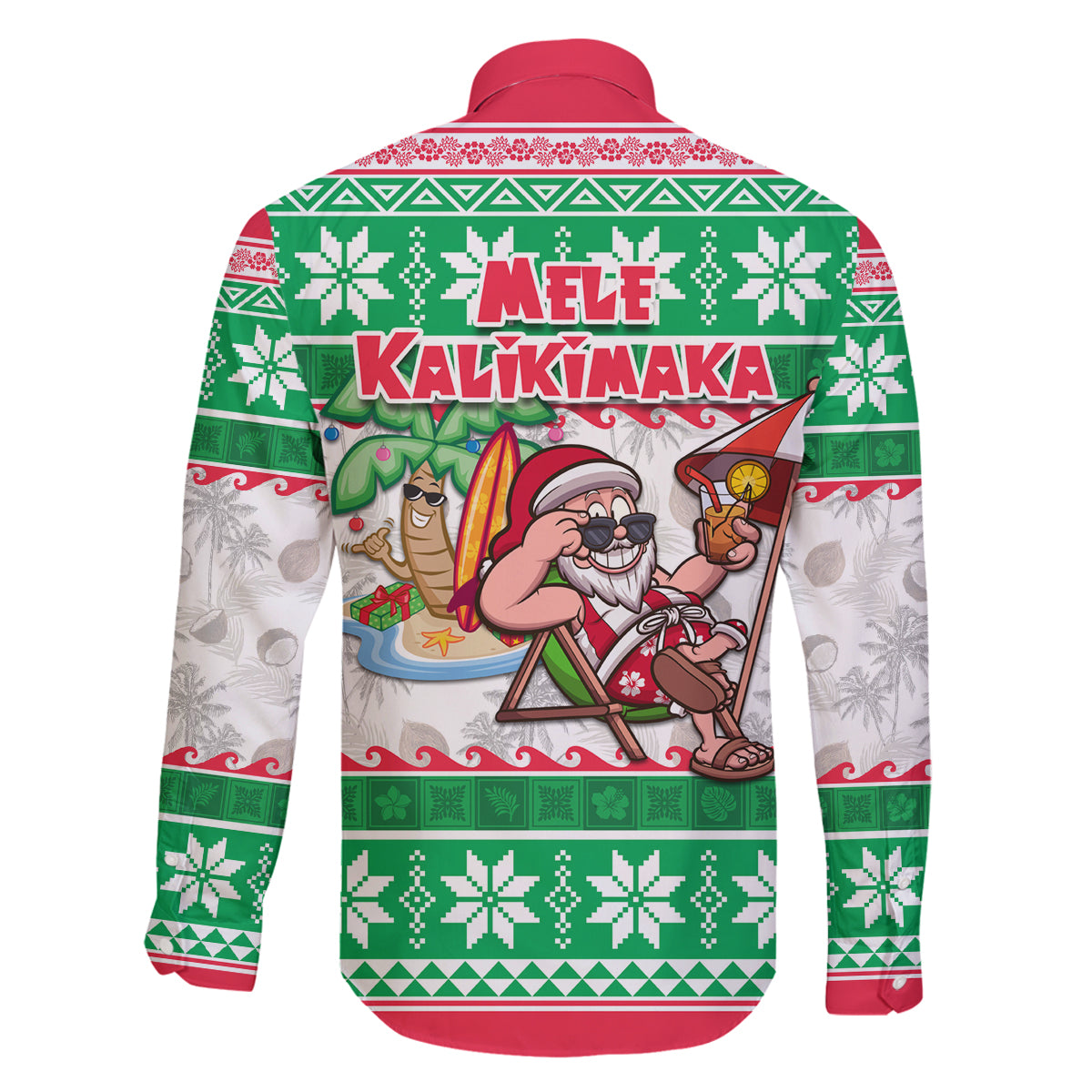 Hawaii Mele Kalikimaka Family Matching Off Shoulder Long Sleeve Dress and Hawaiian Shirt Aloha Santa and Palm Tree Mix Kakau Pattern LT03 - Polynesian Pride