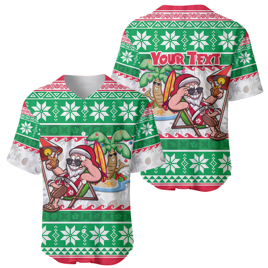 Custom Hawaii Mele Kalikimaka Baseball Jersey Aloha Santa and Palm Tree Mix Kakau Pattern LT03 - Polynesian Pride