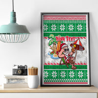 Custom Hawaii Mele Kalikimaka Canvas Wall Art Aloha Santa and Palm Tree Mix Kakau Pattern LT03 - Polynesian Pride