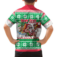 Custom Hawaii Mele Kalikimaka Family Matching Long Sleeve Bodycon Dress and Hawaiian Shirt Aloha Santa and Palm Tree Mix Kakau Pattern LT03 - Polynesian Pride