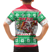 Custom Hawaii Mele Kalikimaka Hawaiian Shirt Aloha Santa and Palm Tree Mix Kakau Pattern LT03 - Polynesian Pride