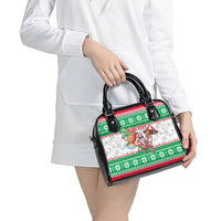 Custom Hawaii Mele Kalikimaka Shoulder Handbag Aloha Santa and Palm Tree Mix Kakau Pattern LT03 - Polynesian Pride