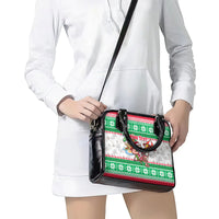 Custom Hawaii Mele Kalikimaka Shoulder Handbag Aloha Santa and Palm Tree Mix Kakau Pattern LT03 - Polynesian Pride