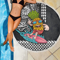 Hawaii Pineapple Surfing With Kakau Tribal Beach Blanket LT03 - Polynesian Pride