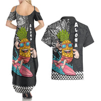 Hawaii Pineapple Surfing With Kakau Tribal Couples Matching Summer Maxi Dress and Hawaiian Shirt LT03 - Polynesian Pride