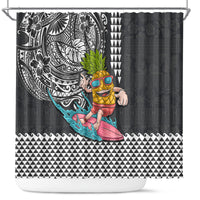Hawaii Pineapple Surfing With Kakau Tribal Shower Curtain LT03 Brown - Polynesian Pride