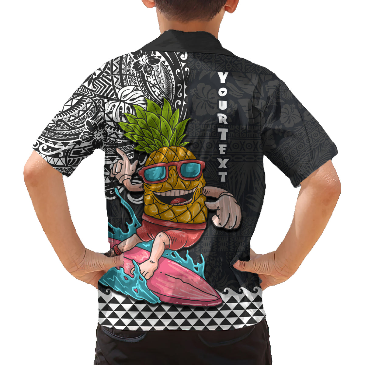 Hawaii Pineapple Surfing Kakau Tribal Personalised Kid Hawaiian Shirt LT03 - Polynesian Pride