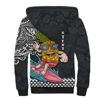 Hawaii Pineapple Surfing Kakau Tribal Personalised Sherpa Hoodie LT03 - Polynesian Pride