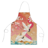 Hawaiian and Japanese Culture Together Apron Kakau Art Tattoo with Cranes and Sakura Spring Vibe LT03 Multicolor - Polynesian Pride