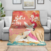 Hawaiian and Japanese Culture Together Blanket Kakau Art Tattoo with Cranes and Sakura Spring Vibe LT03 - Polynesian Pride