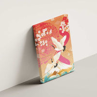 Hawaiian and Japanese Culture Together Canvas Wall Art Kakau Art Tattoo with Cranes and Sakura Spring Vibe LT03 - Polynesian Pride