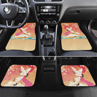 Hawaiian and Japanese Culture Together Car Mats Kakau Art Tattoo with Cranes and Sakura Spring Vibe LT03 Set 4pcs Multicolor - Polynesian Pride