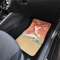 Hawaiian and Japanese Culture Together Car Mats Kakau Art Tattoo with Cranes and Sakura Spring Vibe LT03 - Polynesian Pride