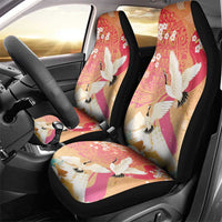 Hawaiian and Japanese Culture Together Car Seat Cover Kakau Art Tattoo with Cranes and Sakura Spring Vibe LT03 - Polynesian Pride