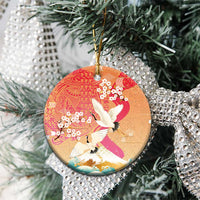 Hawaiian and Japanese Culture Together Ceramic Ornament Kakau Art Tattoo with Cranes and Sakura Spring Vibe LT03 - Polynesian Pride