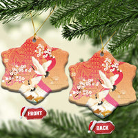 Hawaiian and Japanese Culture Together Ceramic Ornament Kakau Art Tattoo with Cranes and Sakura Spring Vibe LT03 Snow Flake Multicolor - Polynesian Pride