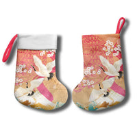 Hawaiian and Japanese Culture Together Christmas Stocking Kakau Art Tattoo with Cranes and Sakura Spring Vibe LT03 - Polynesian Pride