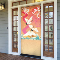 Hawaiian and Japanese Culture Together Door Cover Kakau Art Tattoo with Cranes and Sakura Spring Vibe LT03 - Polynesian Pride