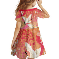 Hawaiian and Japanese Culture Together Family Matching Off Shoulder Short Dress and Hawaiian Shirt Kakau Art Tattoo with Cranes and Sakura Spring Vibe LT03 - Polynesian Pride