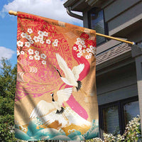 Hawaiian and Japanese Culture Together Garden Flag Kakau Art Tattoo with Cranes and Sakura Spring Vibe LT03 - Polynesian Pride