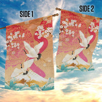 Hawaiian and Japanese Culture Together Garden Flag Kakau Art Tattoo with Cranes and Sakura Spring Vibe LT03 - Polynesian Pride