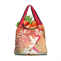 Hawaiian and Japanese Culture Together Grocery Bag Kakau Art Tattoo with Cranes and Sakura Spring Vibe LT03 1-pack One Size Multicolor - Polynesian Pride