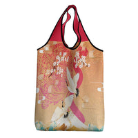 Hawaiian and Japanese Culture Together Grocery Bag Kakau Art Tattoo with Cranes and Sakura Spring Vibe LT03 - Polynesian Pride